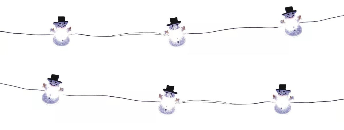 This image shows the pure white lighted snowmen lights.