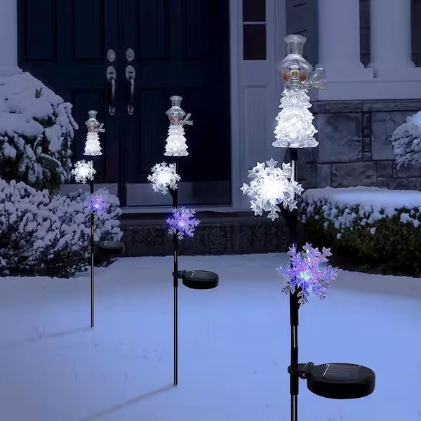 Snowman & Snowflake Solar Garden Stake