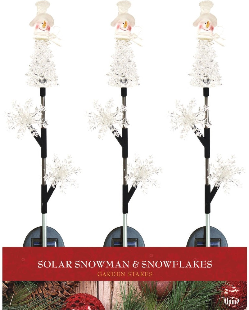Snowman & Snowflake Solar Garden Stake
