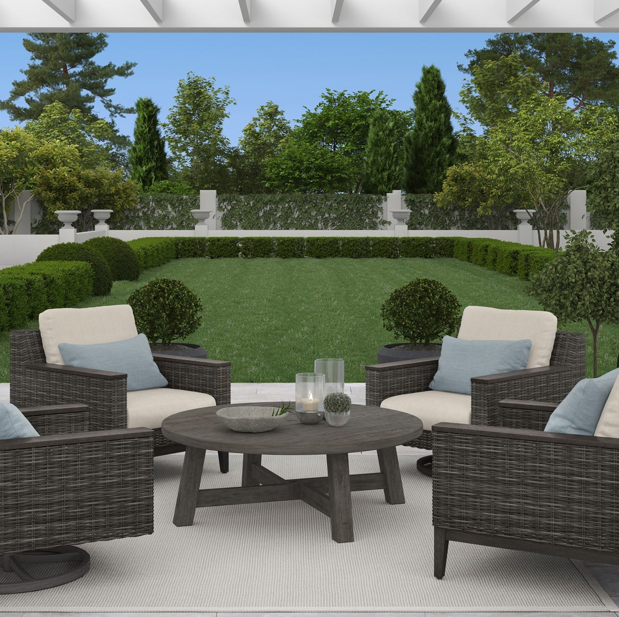 Remy Wicker Cushioned Seating and Chat Set