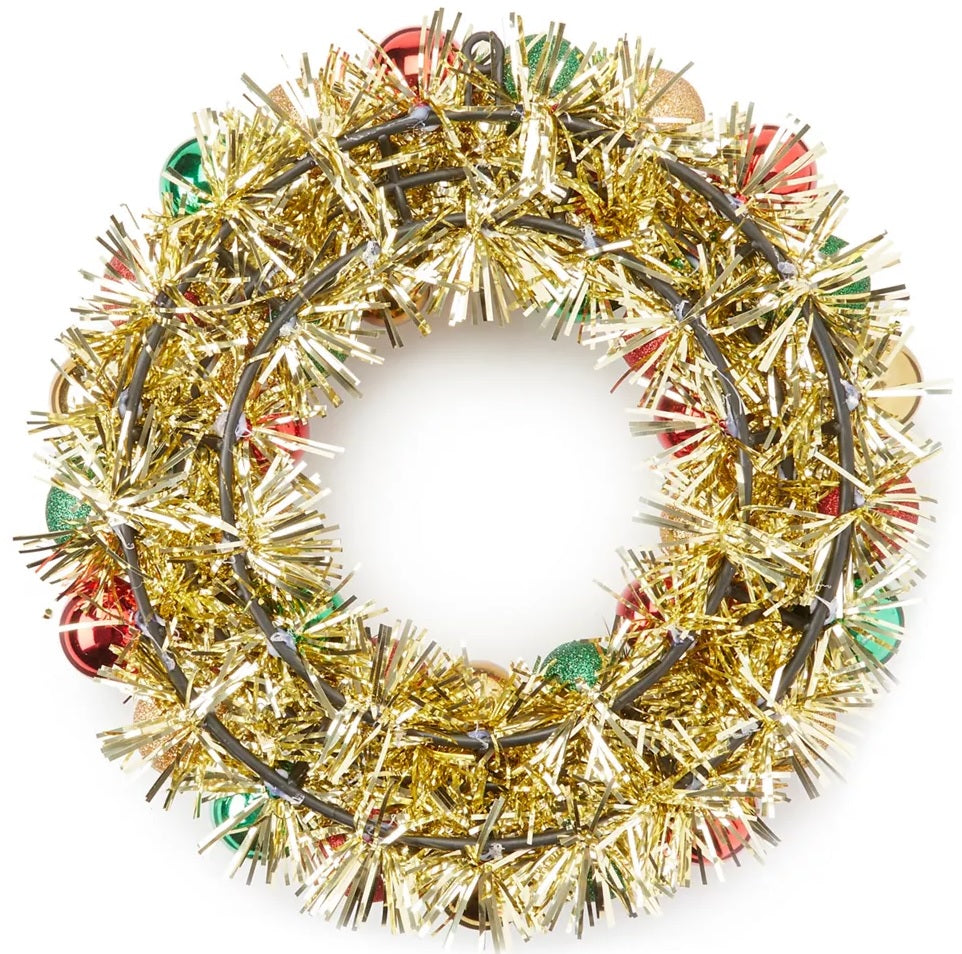 16" Red, Green & Gold Shatterproof Ornament Wreath