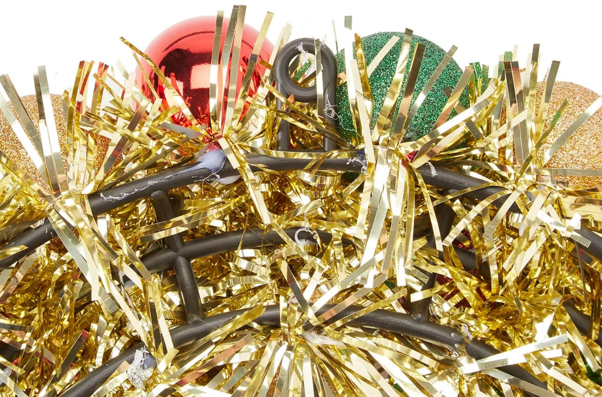 16" Red, Green & Gold Shatterproof Ornament Wreath