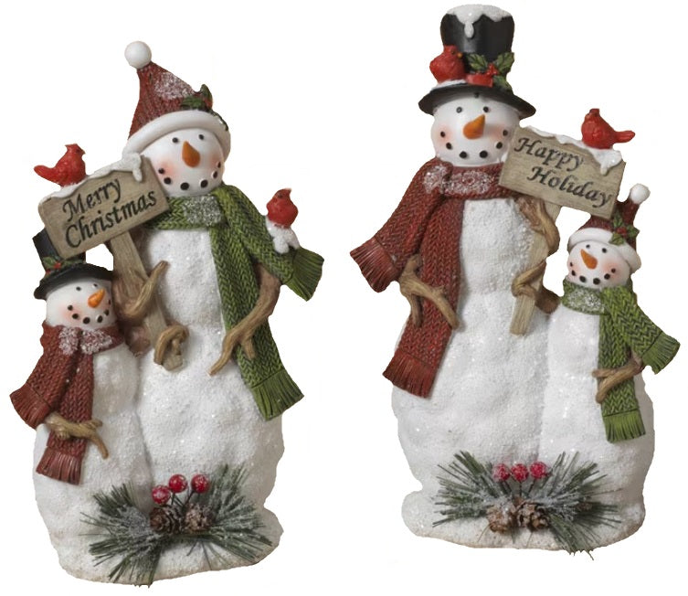 Decorative snowman figurines. This picture shows both options available.