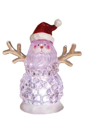 Tabletop decoration shaped like Santa as a snowman.