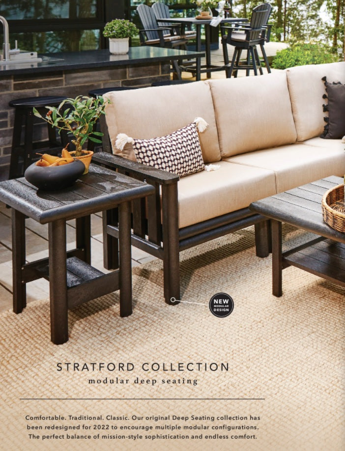 Stratford Collection: Modular Deep Seating. Comfortable, traditional, classic. Our original Deep Seating collection has been redesigned for 2022 to encourage multiple modular configurations. The perfect balance of mission-style sophistication and endless comfort