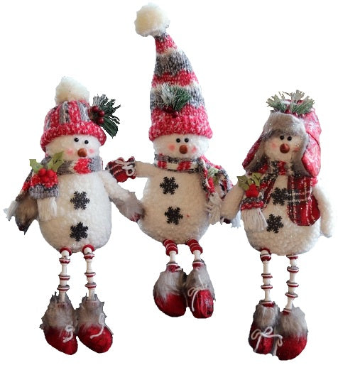 14" Plush Holiday Snowman Sitting Figurine