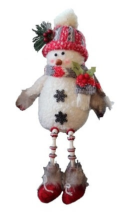 14" Plush Holiday Snowman Sitting Figurine