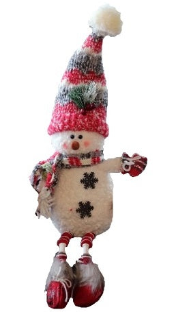 14" Plush Holiday Snowman Sitting Figurine