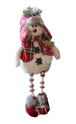 14" Plush Holiday Snowman Sitting Figurine