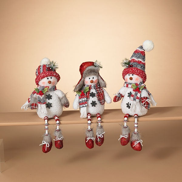 14" Plush Holiday Snowman Sitting Figurine