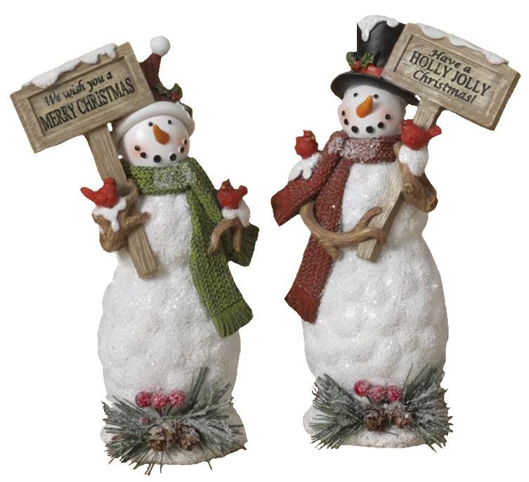 Decorative snowman figurines. This picture shows the two different options available.