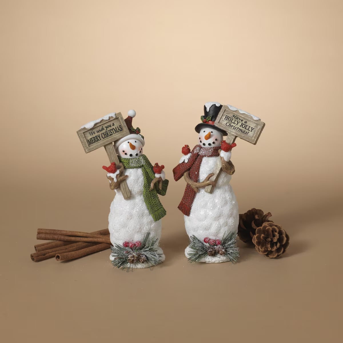 Decorative snowman figurines. This picture shows the two different options available.
