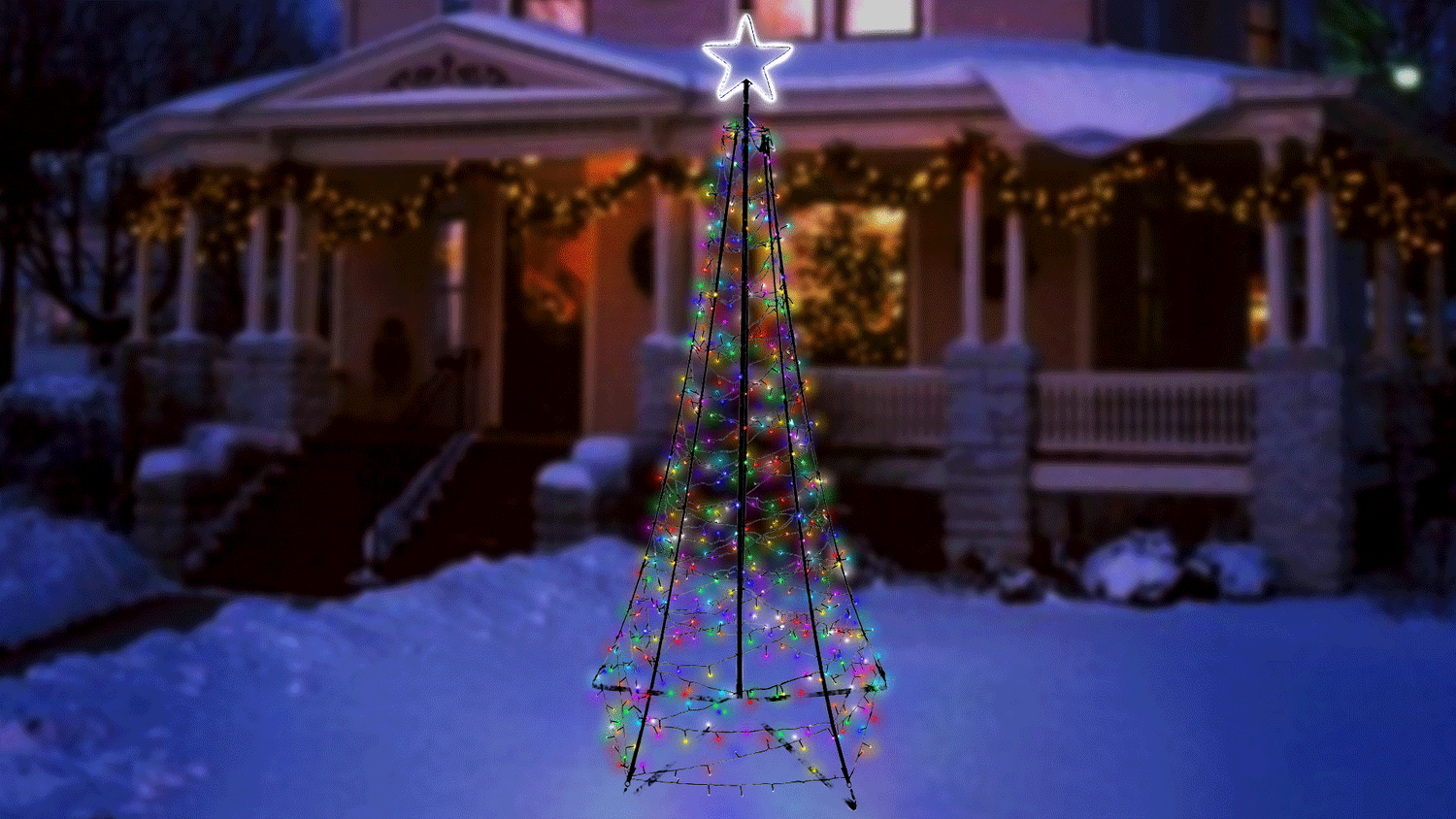 7' LED Spire Tree with Star Yard Art Decoration