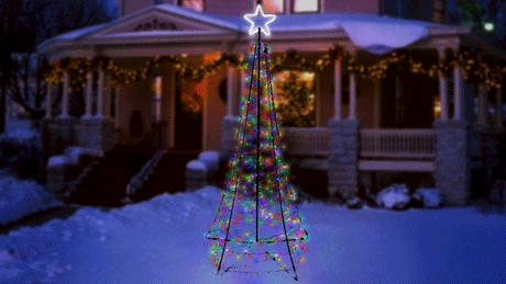 7' LED Spire Tree with Star Yard Art Decoration