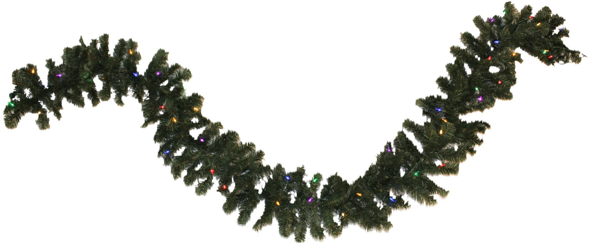 9' Tiffany Christmas Garland Pre-Lit with 50 Multi-Colored LED Lights