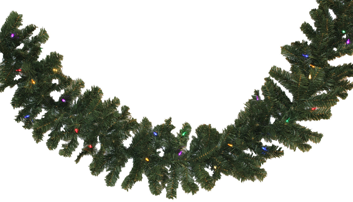 9' Tiffany Christmas Garland Pre-Lit with 50 Multi-Colored LED Lights