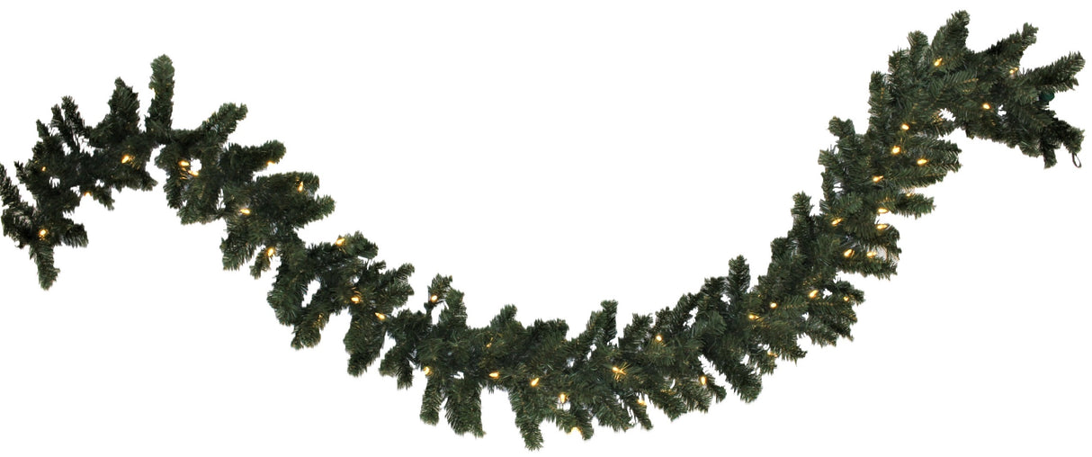 9' Tiffany Christmas Garland Pre-Lit with 50 Warm White Lights