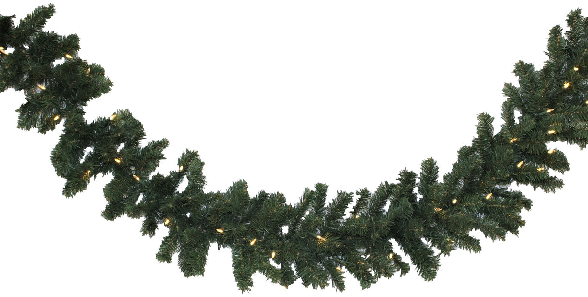 9' Tiffany Christmas Garland Pre-Lit with 50 Warm White Lights