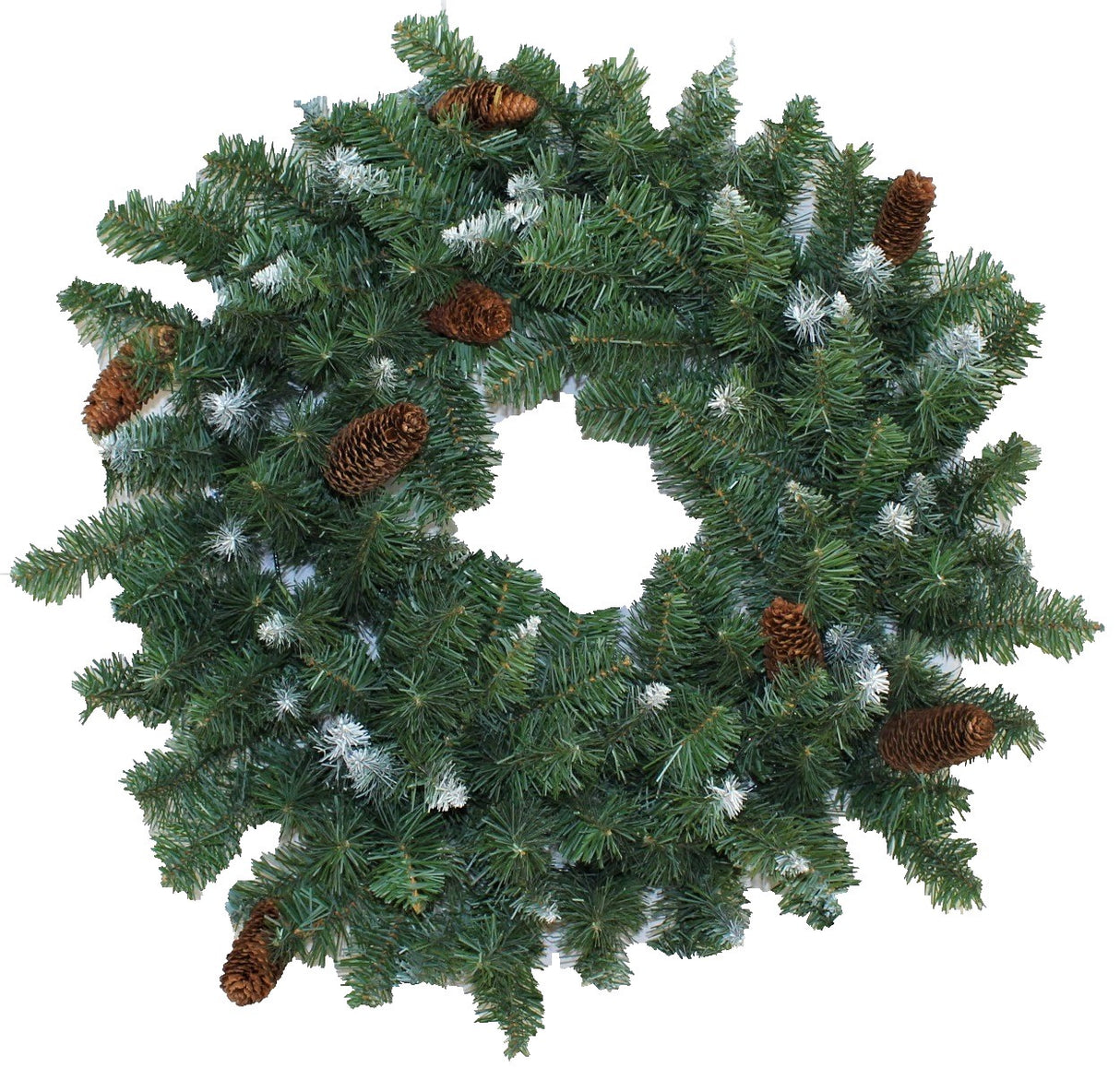 Non-Lit Montana Wreath with White Tips and Pine Cones