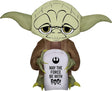 Halloween inflatable shaped like Yoda from Star Wars holding a tombstone that reads "MAY THE FORCE BE WITH BOO!" The tombstone also features the Rebel Alliance Starbird logo.