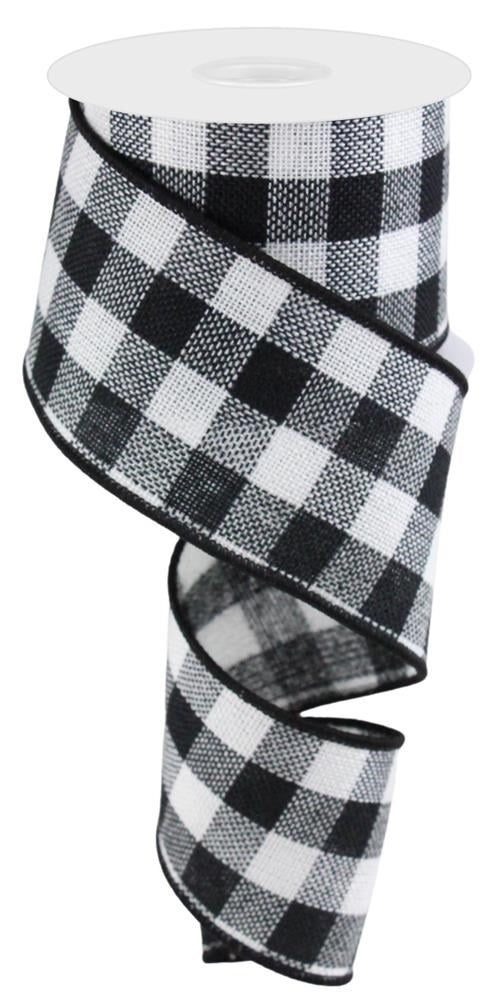 Black and white buffalo check ribbon for decorating.