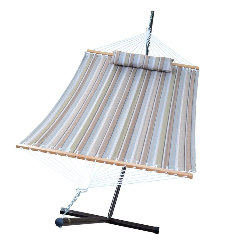 Algoma Tan Stripe Quilted Hammock, Pillow and Stand Combination