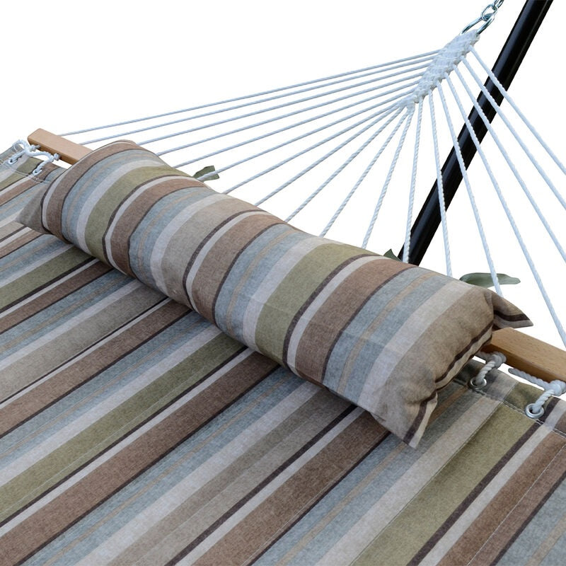 Algoma Tan Stripe Quilted Hammock, Pillow and Stand Combination