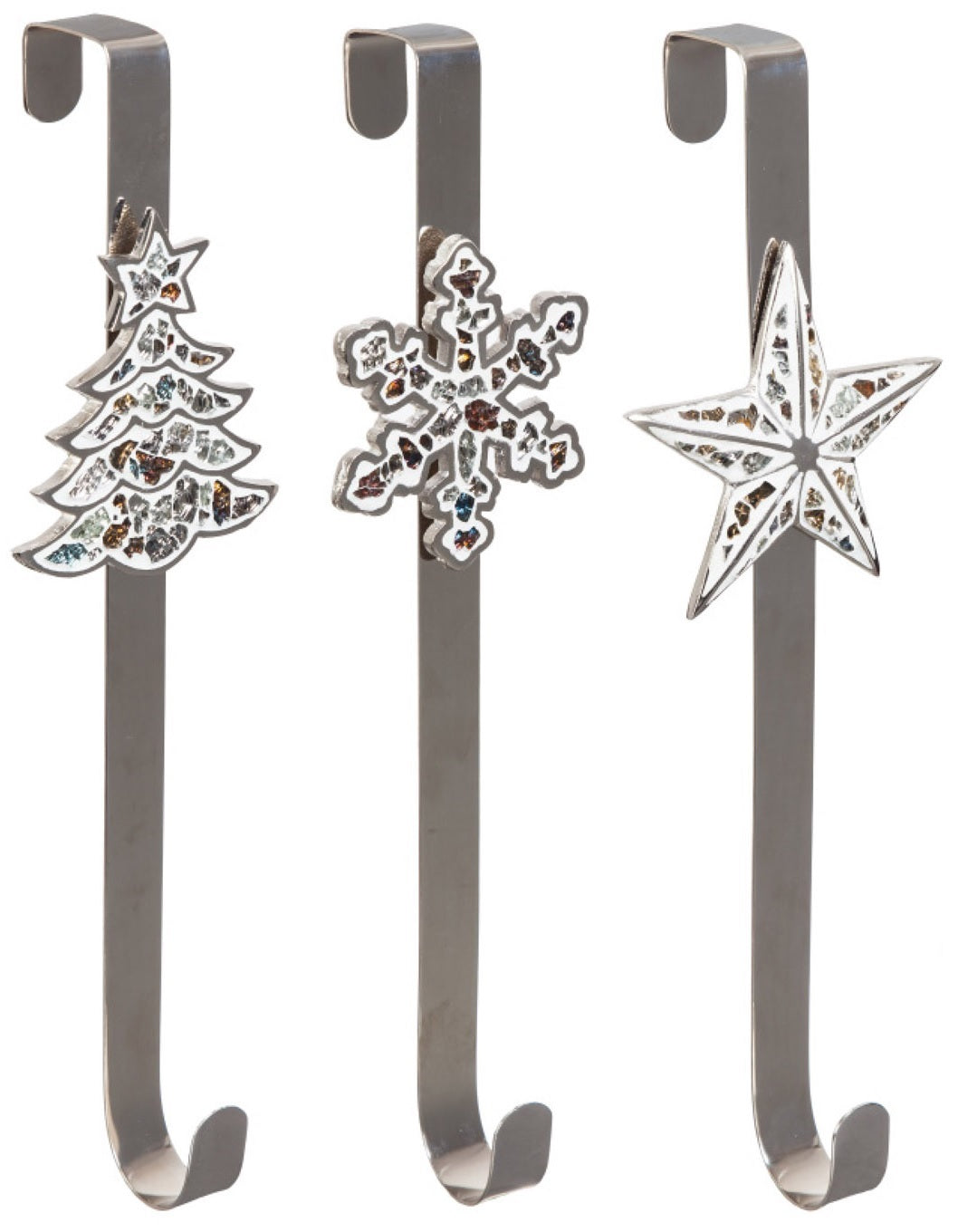 Silver Metal Wreath Hanger with White Christmas Icon