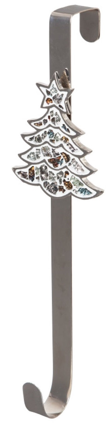Silver Metal Wreath Hanger with White Christmas Icon