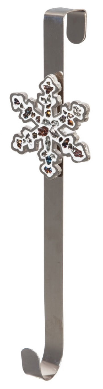 Silver Metal Wreath Hanger with White Christmas Icon