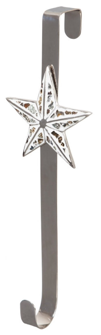 Silver Metal Wreath Hanger with White Christmas Icon