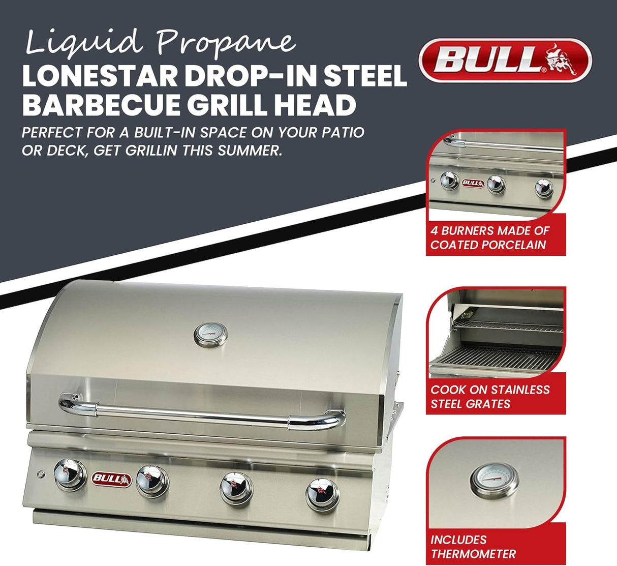 Bull 30" Lonestar Select Stainless Steel Drop-In Grill