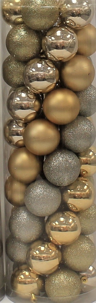 45-Pack of 60MM Shatterproof Ball Ornaments (Champagne/Silver/Gold)