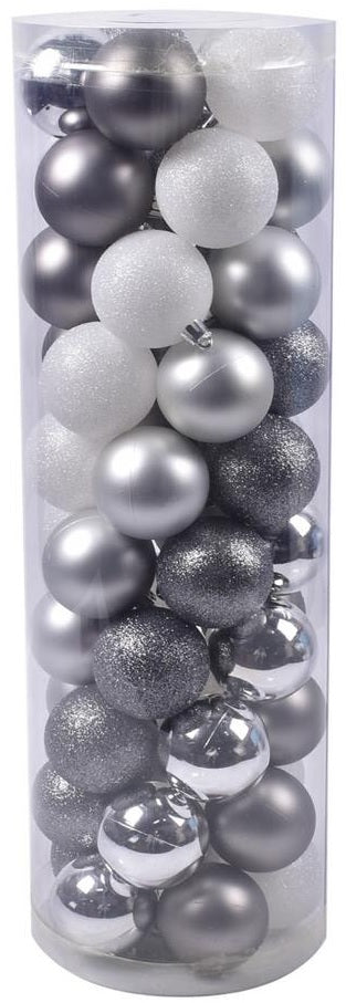 45-Pack of 60MM Shatterproof Ball Ornaments (Silver/White)