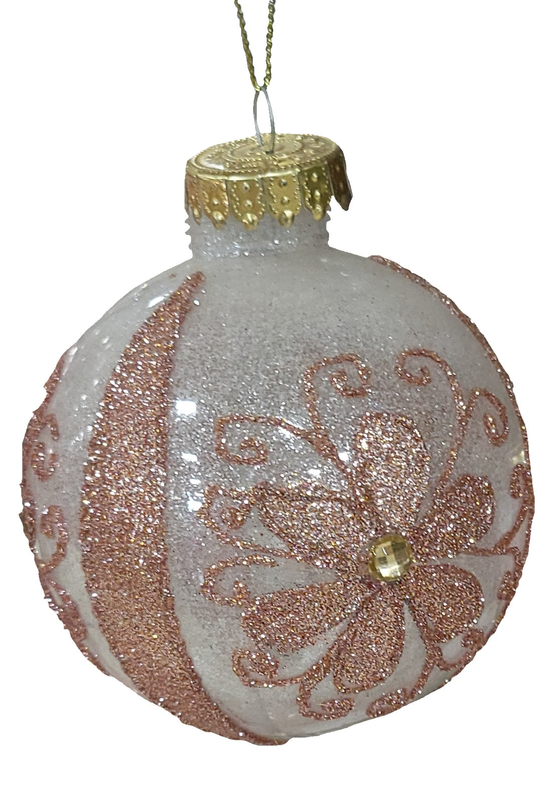 100MM Rose Gold Glitter Flower Ornaments