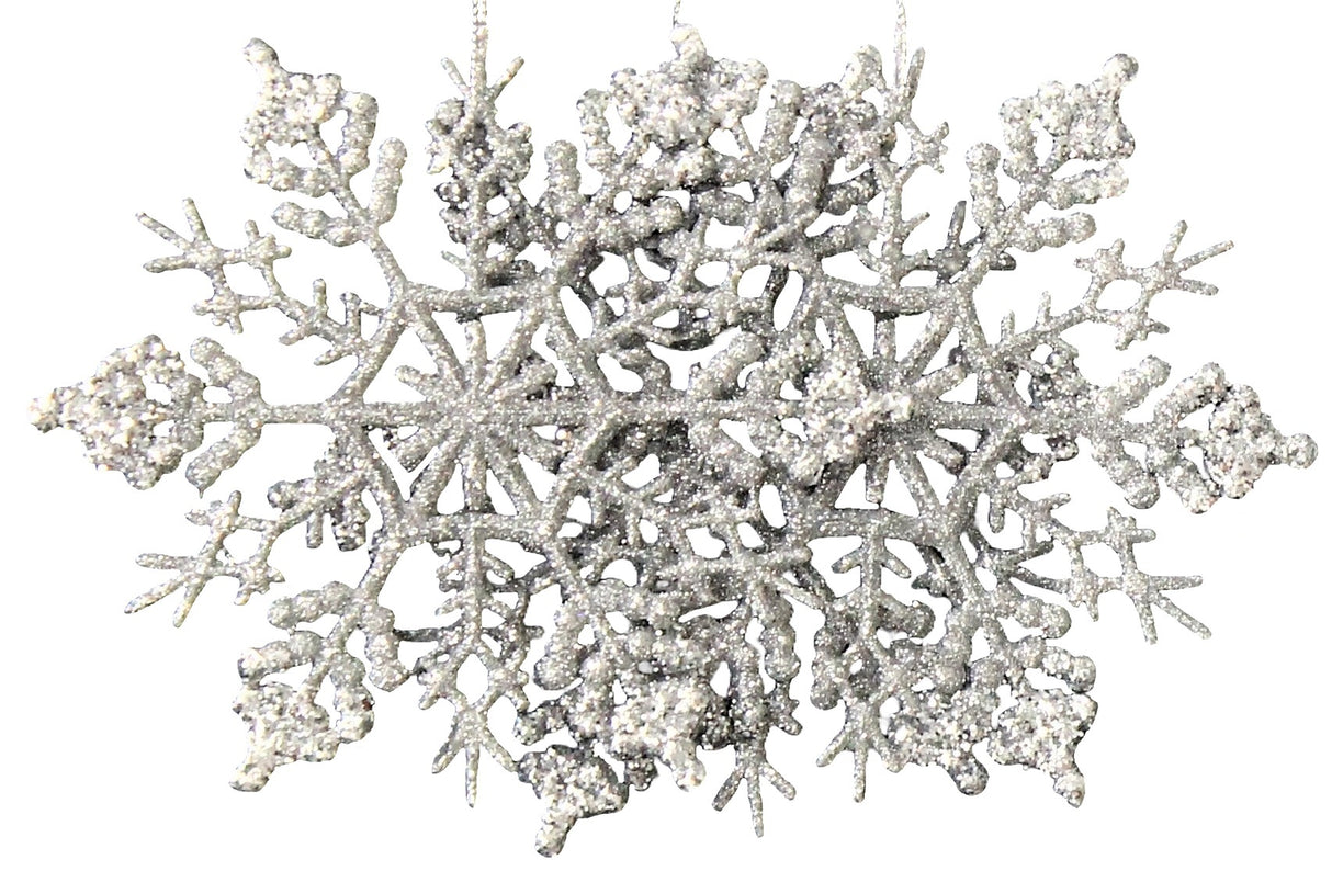 3-Pack of Glitter Snowflake Ornaments (Silver/White)