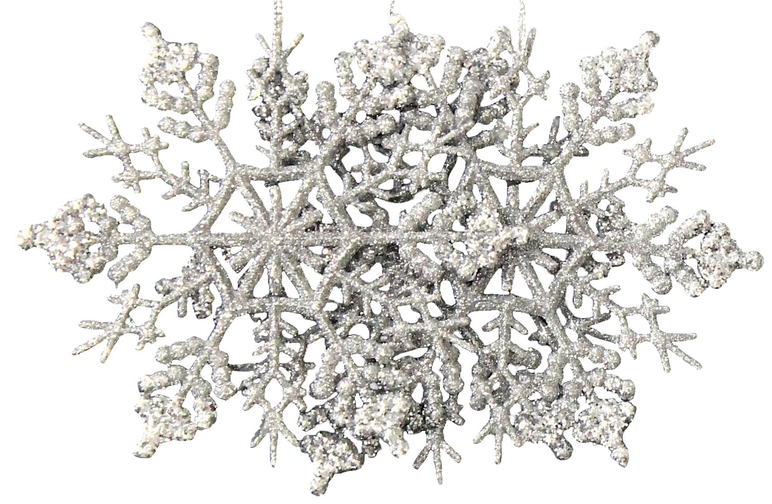 3-Pack of Glitter Snowflake Ornaments (Silver/White)