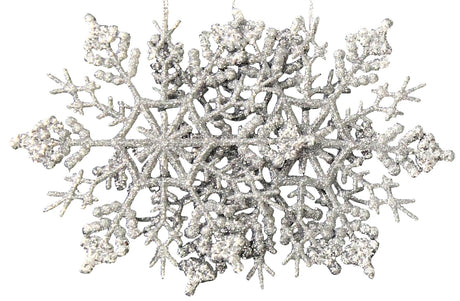 3-Pack of Glitter Snowflake Ornaments (Silver/White)