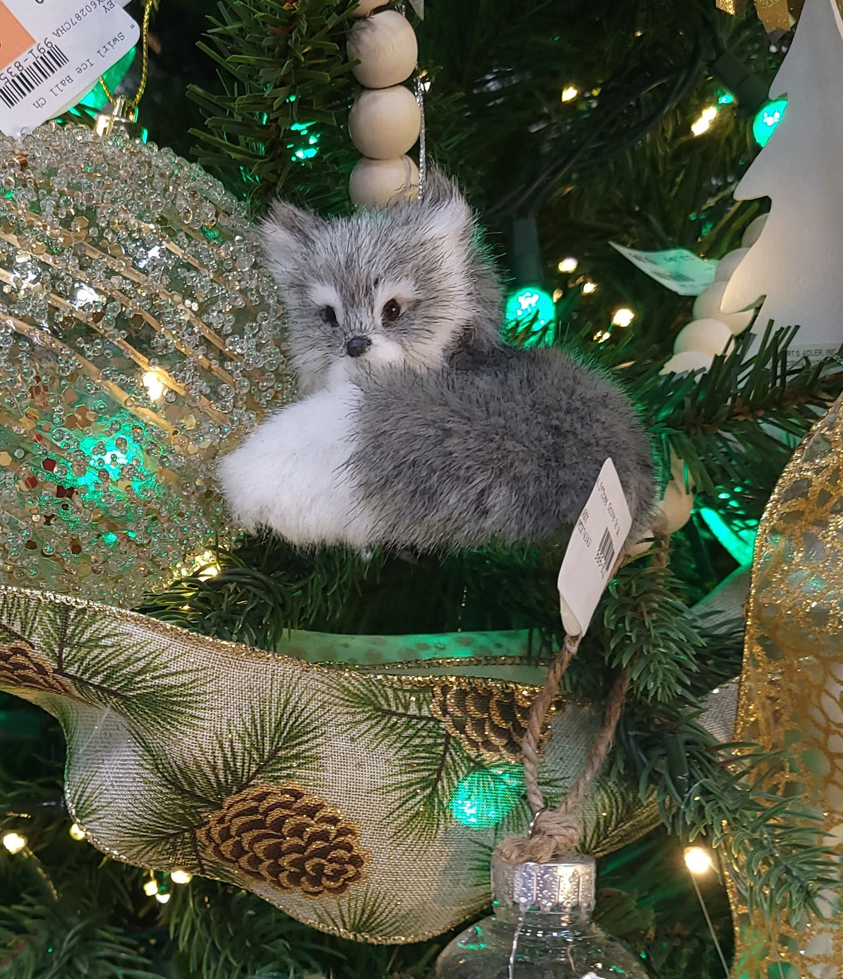 3" Furry Gray Animal Ornaments