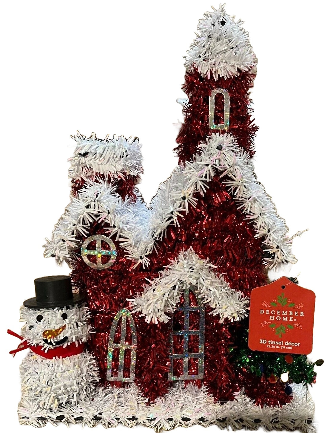 2D Tinsel Church Tabletop Holiday Decoration
