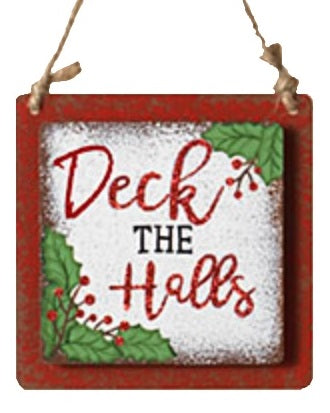 6.69" Antique Square Holiday Message Ornaments