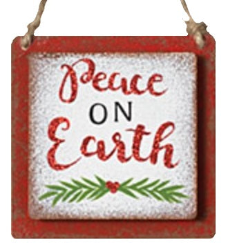 6.69" Antique Square Holiday Message Ornaments