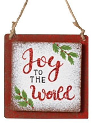 6.69" Antique Square Holiday Message Ornaments