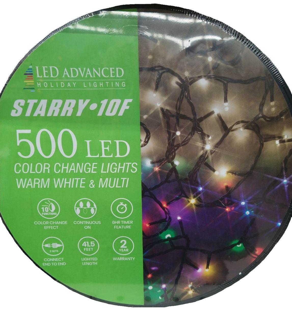 500 Starry Lights - 10 Function - Warm White & Multi-Colored String Light Set