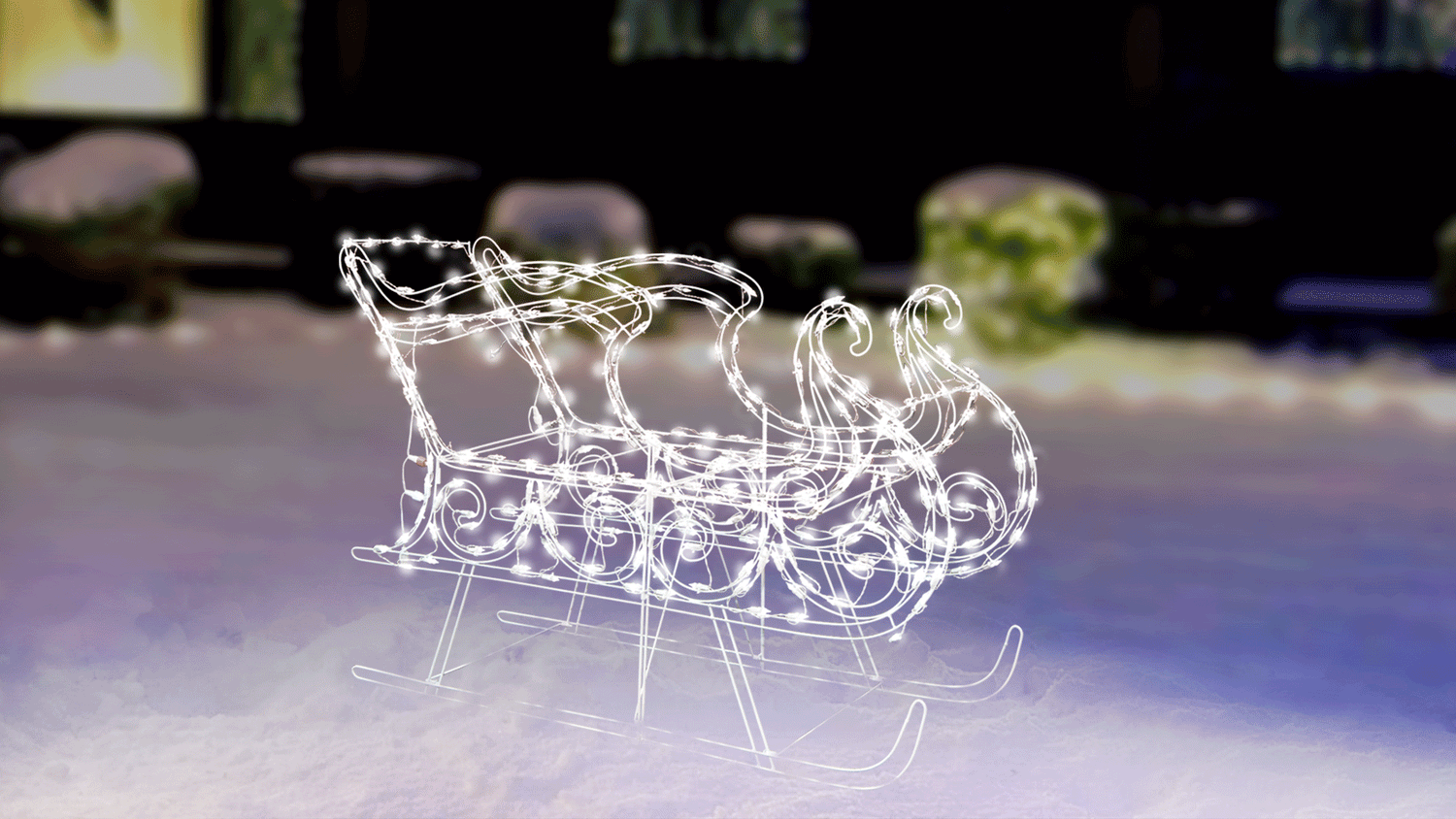 34" Pure White Twinkling C4 LED Classic Sleigh Outdoor Sculpture