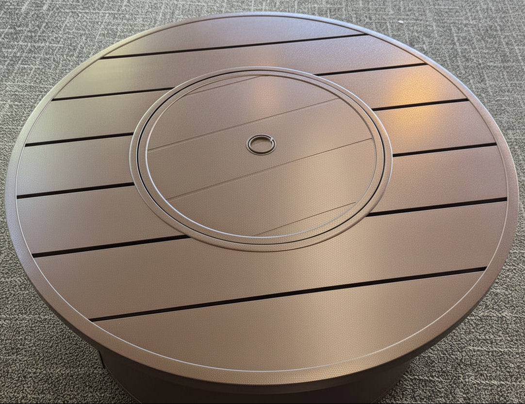 44" Round Slat Top Fire Pit Table