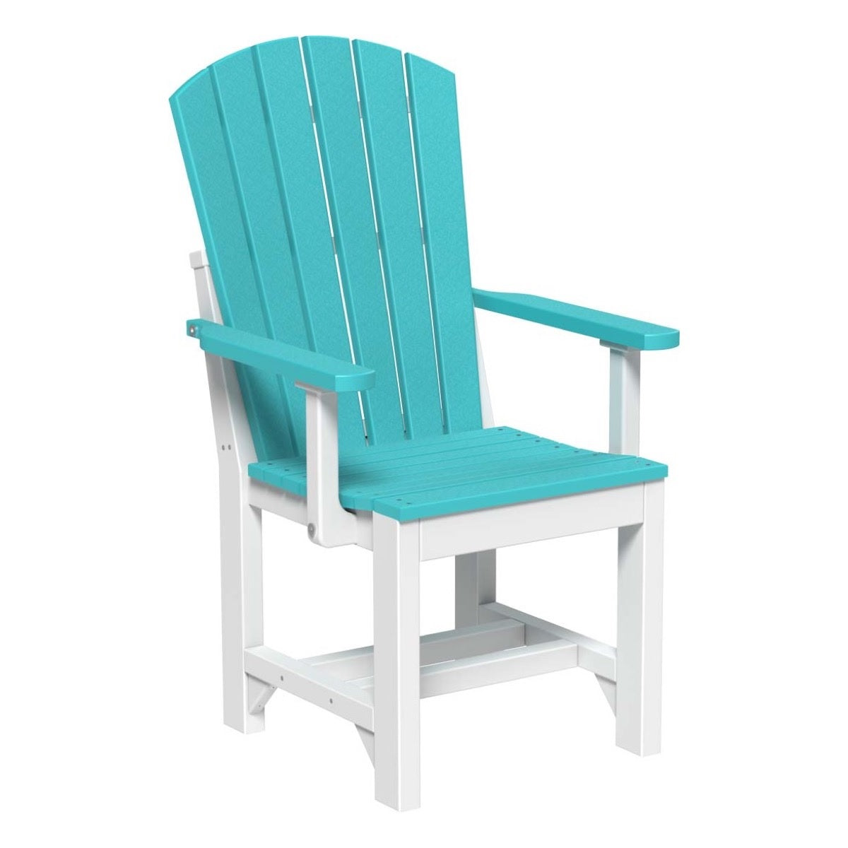 This is the Aruba Blue and White colored Adirondack Arm Chair on a white background.