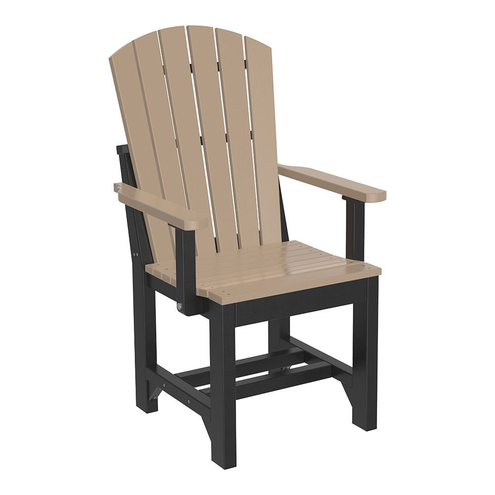 This is the Weatherwood and Black colored Adirondack Arm Chair on a white background.
