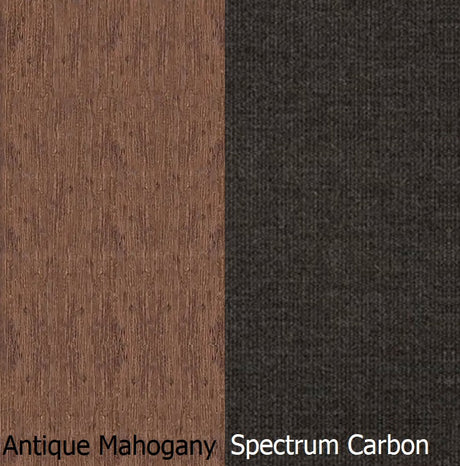 This is a swatch showing the Antique Mahogany colored frame and the Spectrum Carbon colored cushion.