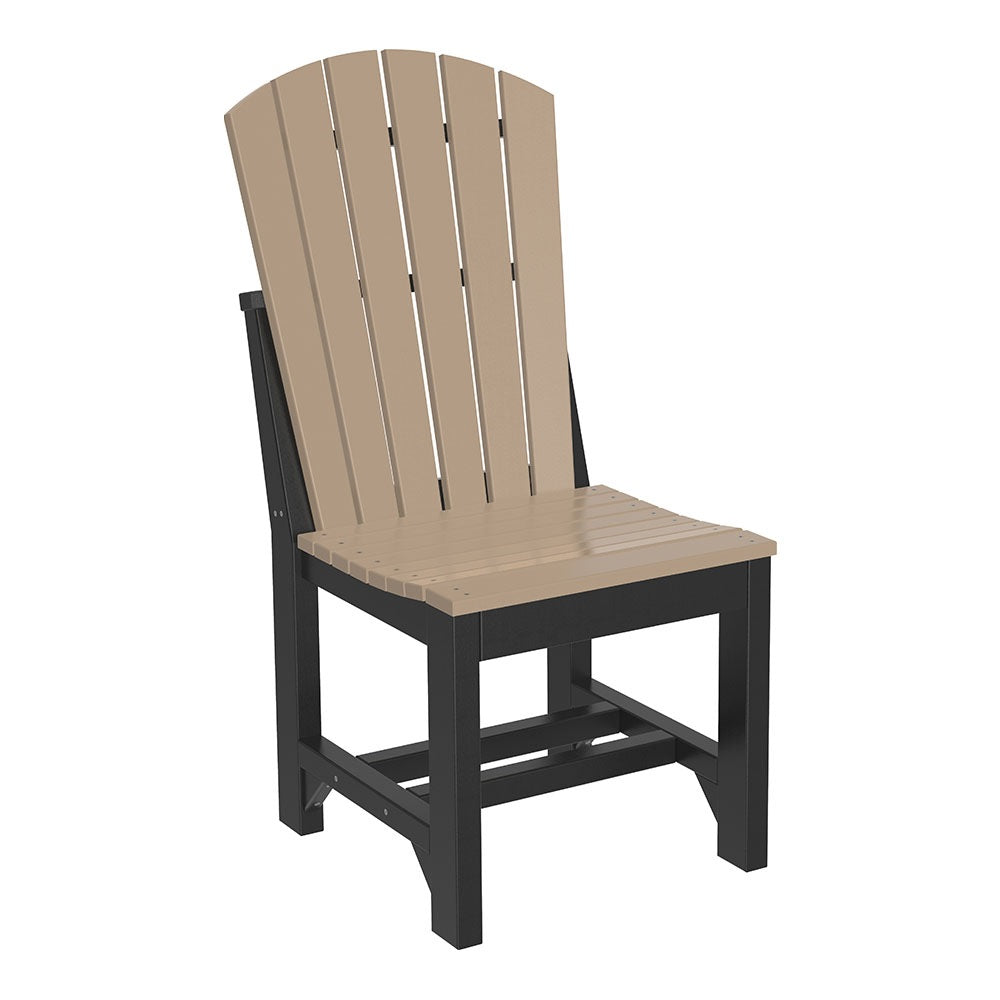 This is the Weatherwood and Black colored Adirondack Side Chair on a white background.